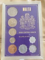 Malta Central Bank 1972 Uncirculated Coin Collection 8 Piece Set in Perspex Case