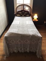 Vintage Original French Gilt Decorated Wood Single Cane Bed With Base Mattress..