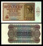 Reichsbanknote, 100 Trillion Mark, Hundred Trillion Mark, 1924, Reproduction 