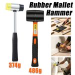 2x Rubber Mallet Hammer Set 486g Hammer Mallet&35mm Soft Mallet Fibreglass Shaft