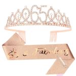 65Th Birthday Gifts for Women 65Th Rose Gold Birthday Crown and Sash Kit