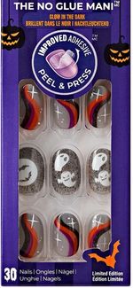 KISS IMPRESS FALSE PRESS ON NAILS FIRST REHEARSAL SHORT LENGTH OVAL HALLOWEEN