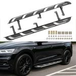 FOR AUDI Q5 S LINE 80A 2018+ ALUMINIUM SIDE STEPS RUNNING BOARD BLACK & SILVER