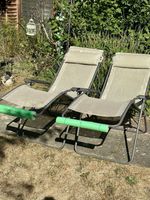 Pair of Lafuma R Clip Grey Garden Outdoor Patio Multi-Position Sun Loungers