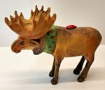 Carved & Painted Wooden Moose Tree Ornament 4" long
