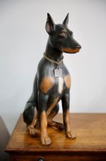 Doberman Pinscher Ceramic Dog Figurine Vintage Statue 1979 countertop display
