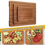 3PCS Carbonized Large Bamboo Chopping Board Pre-Oiled Wooden Cutting Serve Bread