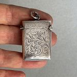 1906 ANTIQUE STERLING SILVER VESTA CASE match striker for pocket watch chain