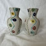 2x Vintage Small Abstract Vase Fratelli Fanciullacci Italy Pottery MCM 60s