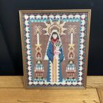 Vintage Cross Stitch Virgin Mary Jesus Religious Framed Art ~ 28cm x 35 cms