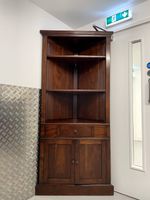 Tall Victorian Style Mahogany Corner Bookcase Display Cabinet  Library Shelves