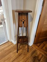 Antique Arts & Crafts Dark Oak Plant Stand Jardiniere 2- Tier Display table