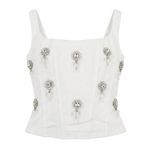 Odd Muse Womens Ultimate Muse Embellished Corset White Square Neck BNWT Size L