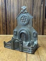 Trench Art, A Large Brass & Copper Detailled Model Of a Church. Large In Size.