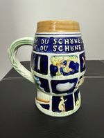 Vintage German Beer Stein "Oh Du Schöne Schnitzelbank" Barware Novelty Mug