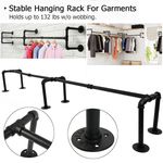 Industrial Pipe Clothing Rack Wall Mounted Clothes Rail Hanging Display Rack 184