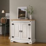 Corona Sideboard White 2 Door Cupboard Solid Pine Painted Mexican Solid Pine
