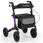 COSTWAY Walker for Seniors Folding Rollator Walker w/9" Pneumatic Tires-Purple