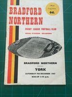 BRADFORD NORTHERN v YORK - RUGBY LEAGUE PROGRAM - 1967/68