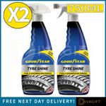 2 x GOODYEAR TYRE SHINE RESTORER SPRAY 750ML CAR VAN BIKE GLOSS FINISH UNIVERSAL
