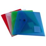 4 x A5 PLASTIC POPPER WALLETS - DOCUMENT WALLETS - STUD WALLETS- ASSORTED- £2.99