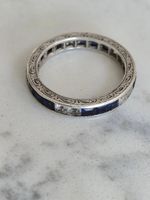 Art Deco platinum full eternity blue and white sapphire ring size N