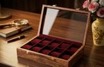 10 Slot Rosewood Watch Box Display Case Red Pillow