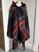 100% Pure New Wool Large Black Stewart Tartan Thick Woven Stole / Shawl 190x70cm