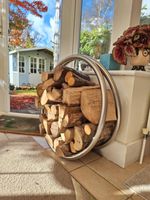 Hand made stainless steel log store 