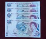 1x 2013 Isle of Man £5 Couch ---{ UNC / Replacement }--- Z038401 to 404 P-48r