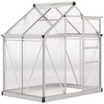 Outsunny 6x4ft Walk-In Polycarbonate Greenhouse Plant Grow Galvanied Aluminium