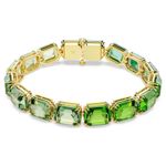Millenia Tennis bracelet Octagon cut, Colour gradient, Green, Gold-tone plated