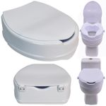Raised Toilet Seat Aid with Lid 10cm 4 Inch Elevated Strong Durable White