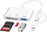 SD Card Reader for iPhone iPad, Lightning & USB C SD Card Reader with Micro...