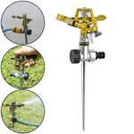 Water Sprinkler Garden Lawn Impulse Metal Spike Grass Hose Rotating 360 Degree