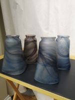 4 french pate de verre light shades signed Vianne