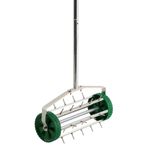 Gardening Lawn Aerator Grass Roller With 3 Level Adjustable Telescopic Handle