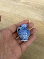 Vintage Sponge Ware Blue & White Miniature Porcelain Pitcher 1 3/4”