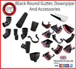 Half Round Black Gutter 112mm Guttering & 68mm Downpipe Fittings Rainwater