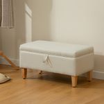 HOMCOM Linen Storage Ottoman Storage Box with Rubberwood Legs Refurbished