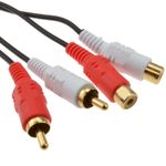 2m RCA Phono Twin Plugs to Sockets EXTENSION CABLE Audio Lead GOLD [003657]