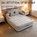 Inflatable High Raised Double King Size Air Bed Mattress With Pump&Pillow Set UK