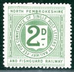 GB Wales NP&FR RAILWAY Letter Stamp 2d *NORTH PEMBROKES & FISHGUARD* Rare LIME14
