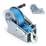 3500 lb Strap Hand Crank Winch Dual Gear Boat Trailer Manual Heavy Duty 32.8ft