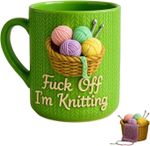 I'm Knitting 3D Yarn Ceramic Green Coffee Mug 11oz Funny Knitter Gift for Woman