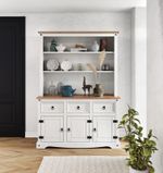 Corona Dresser Large 3 Door Sideboard White Painted Wax Solid Wood Pine Wooden