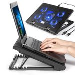 Laptop Cooling Pad 5 Fan Adjustable Notebook Cooler Stand With LED 12-17 Inch