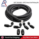 AN8 -8AN AN-8 Fitting Nylon Braided Gas Oil Fuel Hose End Line Pipe Kit