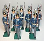 Please Read  - Eight x Blue Coat Soldiers Metal 6cm Unboxed Metal Britains?