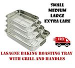 Stainless Steel Roasting Tray Grill Oven Baking Pan Meat Roaster Heavy Duty